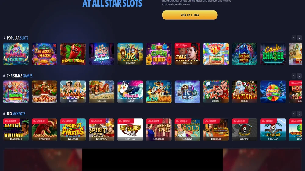 All Star Slots casino lobby screenshot