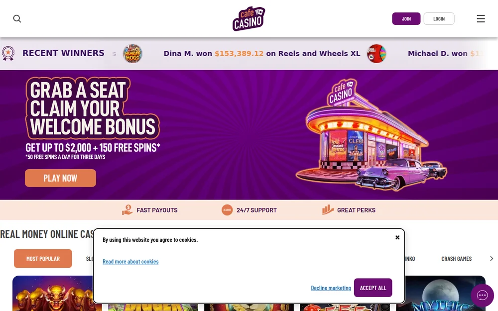 Cafe Casino lobby screenshot