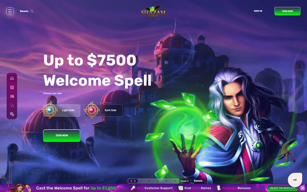 Shazam Casino lobby screenshot