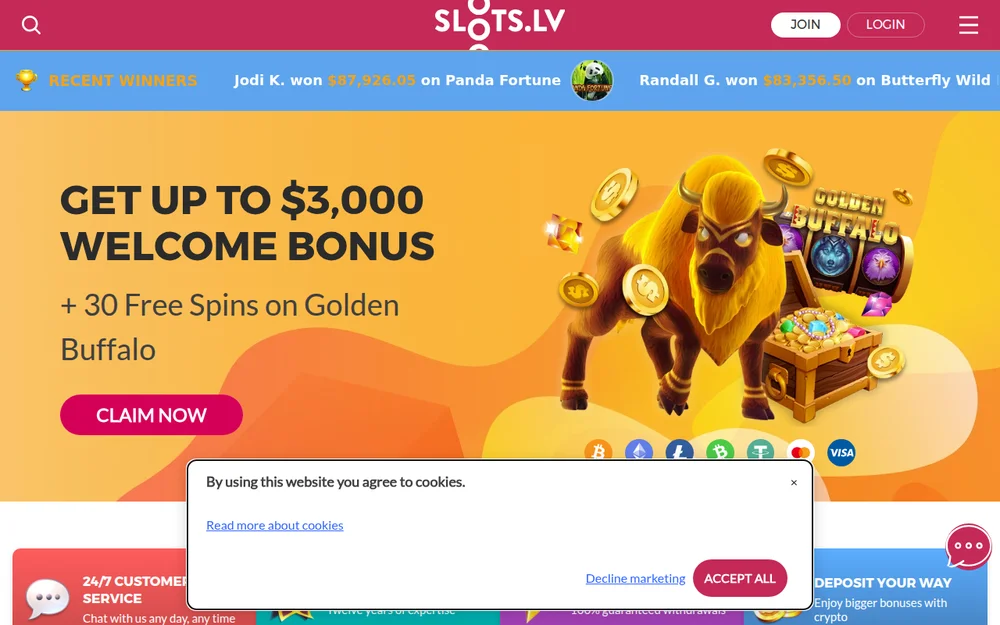 Slots.lv casino lobby screenshot